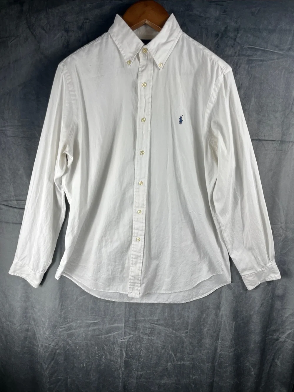 Polo Ralph Lauren Long Sleeve 100% Cotton Solid White Shirt Classic Fit Preppy